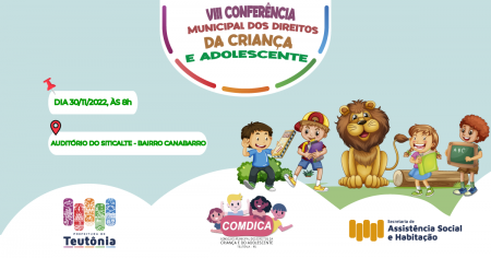 Conferência Municipal dos Direitos da Criança e Adolescente será no dia 30 de novembro